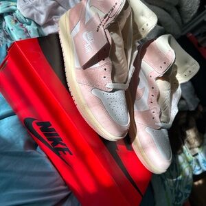 Nike Womens Air Jordan Sneakers - Washed Pink and White